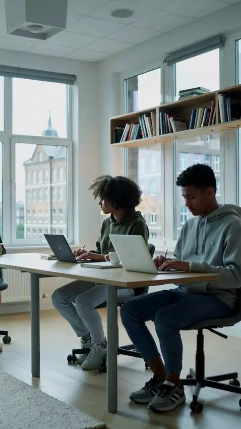 AI Video from prompt: generate a video of a crowd of students divided 
