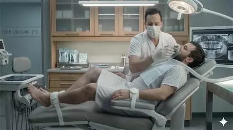 AI Video from prompt: The patient struggles against his medical restra