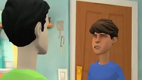 AI Video from prompt: Plotagon animation. Caillou talks to Boris to ha