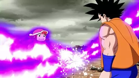 AI Video from prompt: Son Goku from Dragon Ball protecting 2003 Strawb