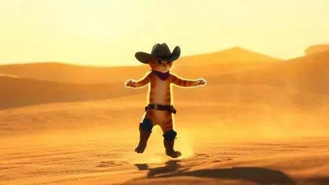 AI Video from prompt: Cute fluffy cat dressed in a classic cowboy outf