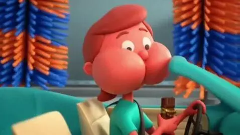 AI Video from prompt: Stop-motion claymation, car wash with spinning b