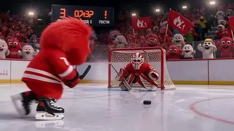 AI Video from prompt: 4-second Playing hockey and jumping and says in 