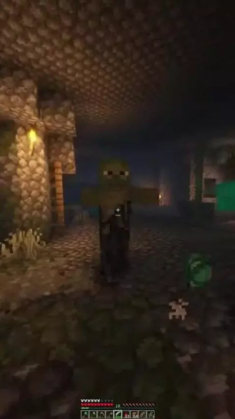 AI Video from prompt: A first-person Minecraft gameplay scene. Only th