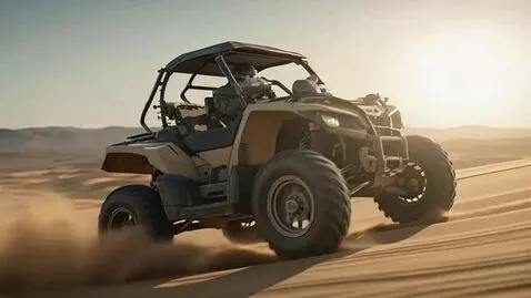 AI Video from prompt: an all-terrain vehicle overcomes the desert