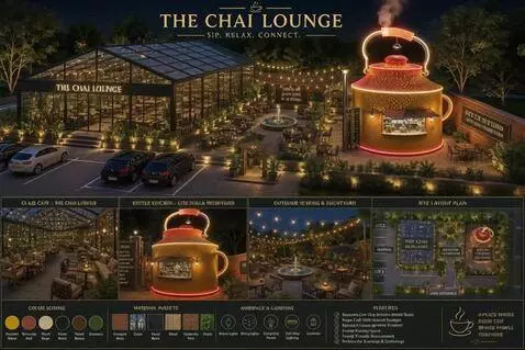 AI Video from prompt: “Luxury mountain-top chai lounge, evening, light