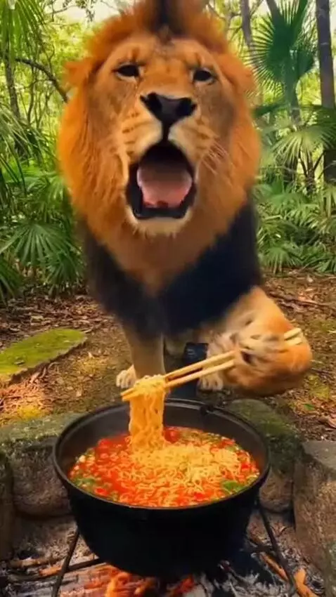 AI Video from prompt: In the jungle the great lion mr oyn92 cooked a r
