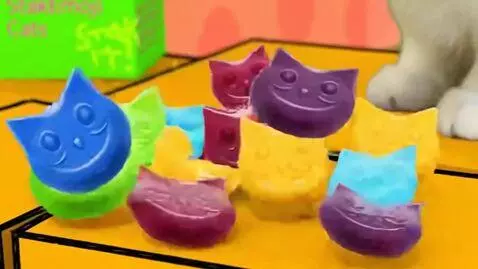AI Video from prompt: Meowl eats StakEmoji Cats Katwomeal Candies Flav