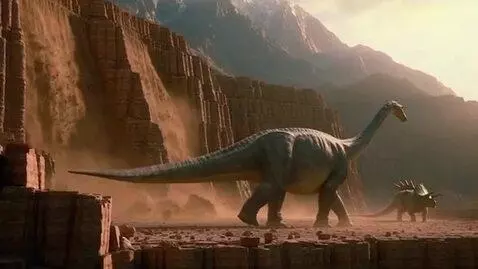 AI Video from prompt: Dinasours has a big impact about mountains