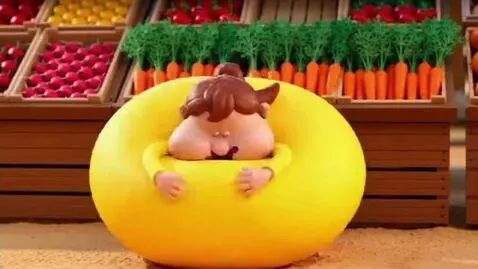 AI Video from prompt: Clay stop-motion, wooden stalls with fresh veget