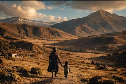 AI Video from prompt: Epic wide shot of a vast Andean landscape with a