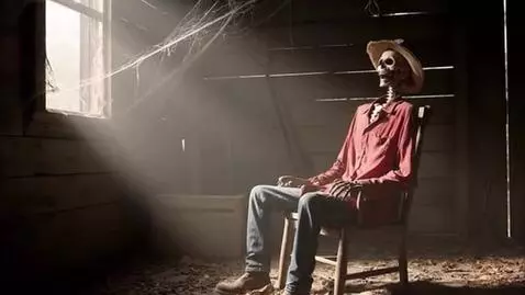 AI Video from prompt: A room in a shack with a slight haze, cobwebs, a