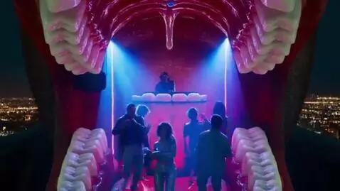 AI Video from prompt: A nightclub in a man’s mouth
