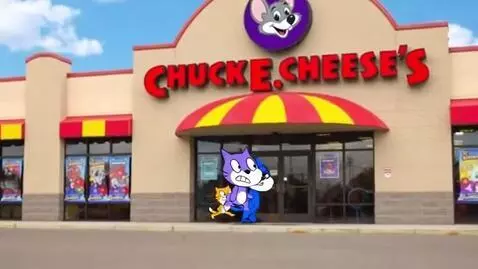 AI Video from prompt: Scratch cat Misbehaves at Chuck E. Cheese's gets