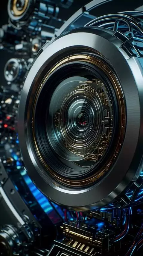AI Video from prompt: Extreme macro cinematography of a high-fidelity 