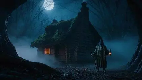 AI Video from prompt: A cinematic video of an ancient creepy forest wi
