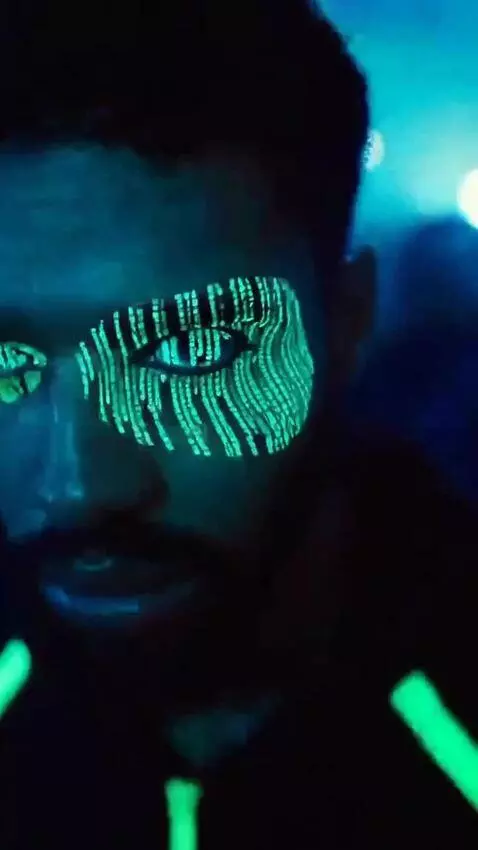 AI Video from prompt: Futuristic drum and bass festival at night, mass