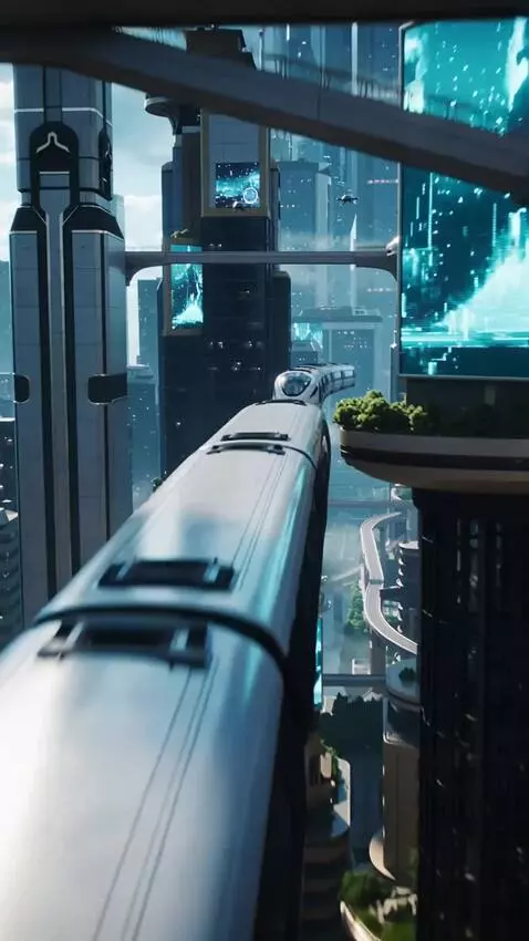 AI Video from prompt: futuristic city with flying trains