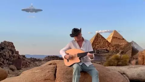 AI Video from prompt: the musician plays middle eastern oud music, the