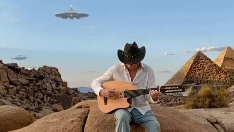 AI Video from prompt: the musician plays middle eastern oud music, the
