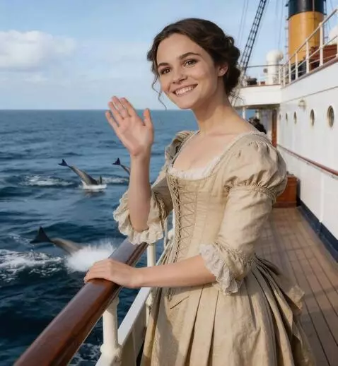AI Video from prompt: the girl looks at the camera and waves her hand,