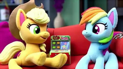 AI Video from prompt: Applejack brought Basic Fun Pac-Man Mini Arcade 
