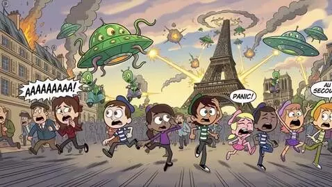 AI Video from prompt: Alien Invasion in Paris, France
