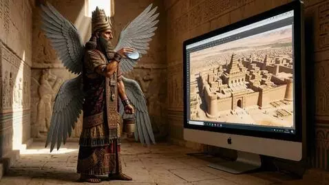 AI Video from prompt: The four-winged Sumerian god Enlil holds Ovo, a 