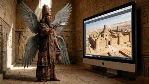 AI Video from prompt: The four-winged Sumerian god Enlil holds Ovo, a 