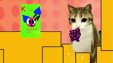 AI Video from prompt: Meowl eats StakEmoji Cats Katwomeal Candies Flav