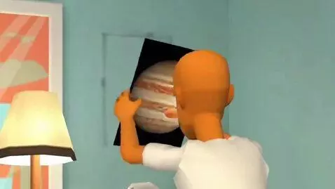 AI Video from prompt: Plotagon animation Guy removes the Jupiter and m
