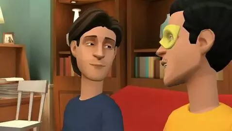 AI Video from prompt: Plotagon animation. Steve and Digen are goes to 