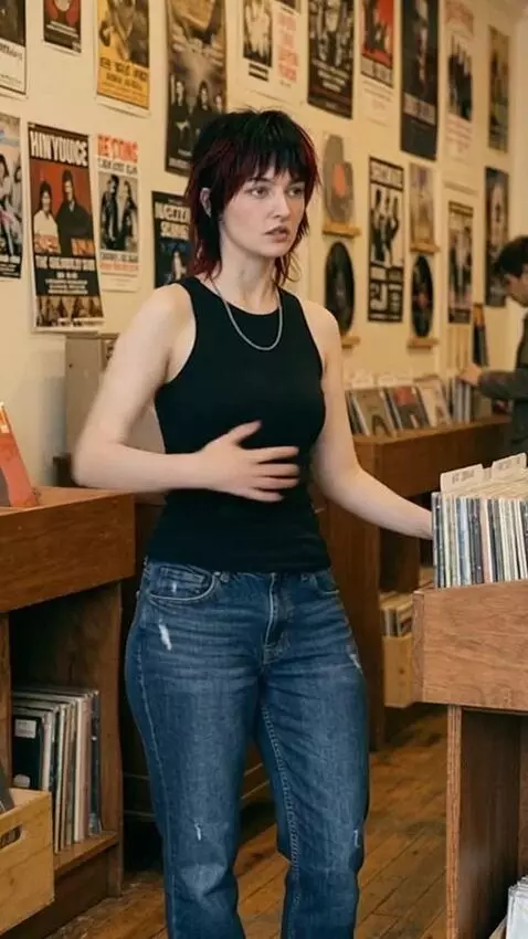 AI Video from prompt: She woman looks annoyed and says "Uhg, leave me 