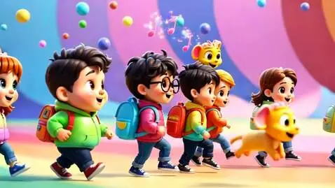 AI Video from prompt: Pixar 3D, 4K, children marching and singing, mus