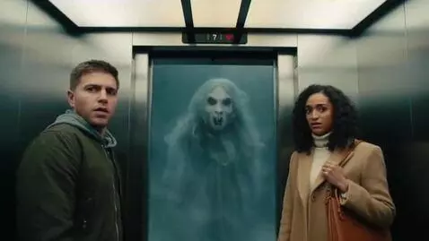 AI Video from prompt: An ominous ghost suddenly materializes out of no