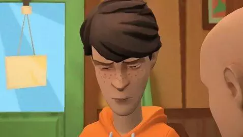 AI Video from prompt: Plotagon animation. Gray shirt and bald man mad 