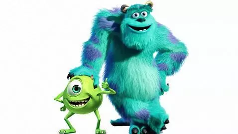 AI Video from prompt: Sulley says "Happy Birthday, Mike." Mike says "I