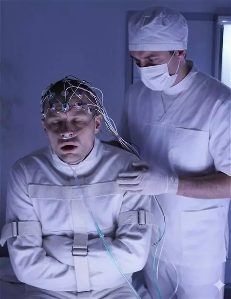 AI Video from prompt: The patient takes big deep breaths as the doctor
