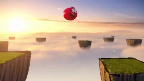 AI Video from prompt: A stylized red ball with personality bouncing en