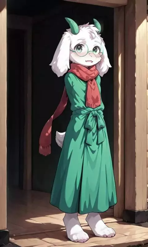 AI Video from prompt: Armless Ralsei being shy and kind