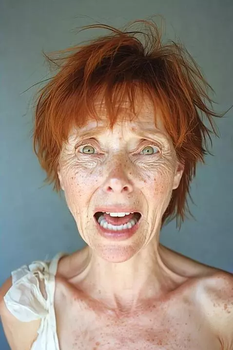 AI Video from prompt: She cries hysterically while staying upright and