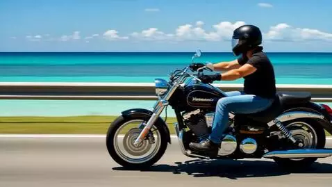 AI Video from prompt: a kawasaki vn 750 vulcan bob was speeding along 