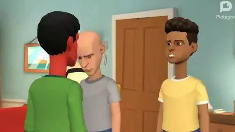 AI Video from prompt: Plotagon animation. Classic Caillou and Boris th