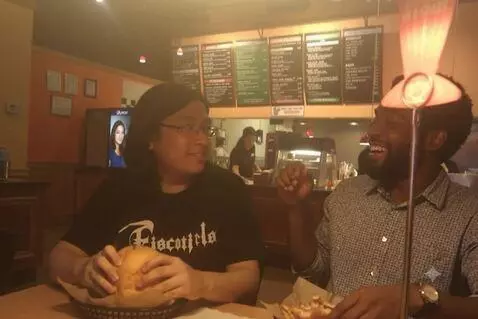 AI Video from prompt: guys hug each other