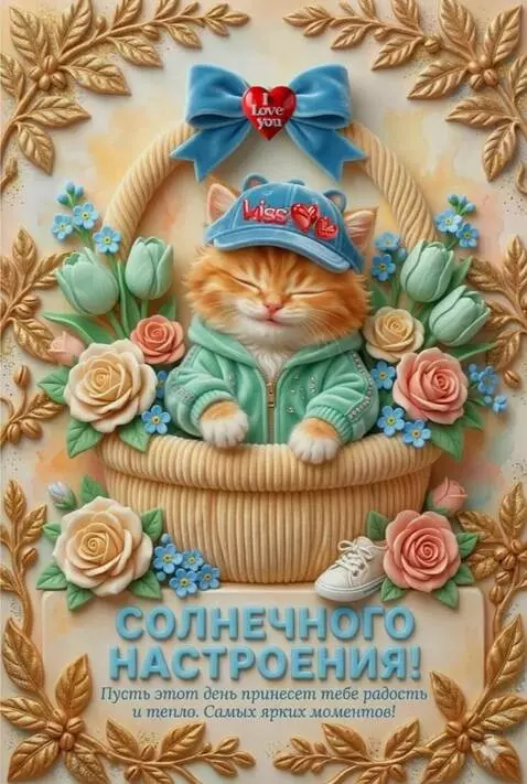 AI Video from prompt: The Cat smiles, moves and sends a kiss