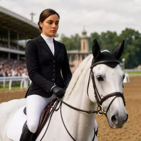 AI Video from prompt: the girl is riding a horse slowly in one directi