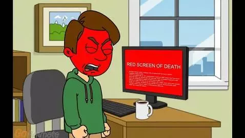 AI Video from prompt: Goanimate  animation. Man mad at computer for Re