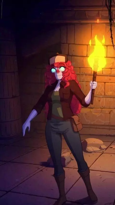 AI Video from prompt: She is walking in the ancient tomb. She wears ja