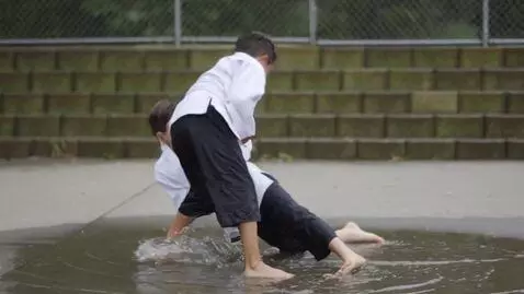 AI Video from prompt: two boys at six years,wearing bjj jackets,white 