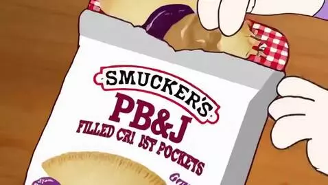 AI Video from prompt: Smucker's PB&J Filled Crust Pockets Cartoon Comm